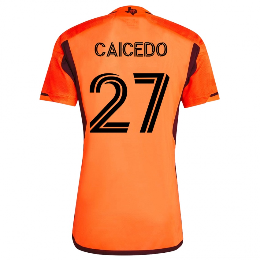 Homme Maillot Luis Caicedo #27 Orange Tenues Domicile 2023/24 T-Shirt Suisse