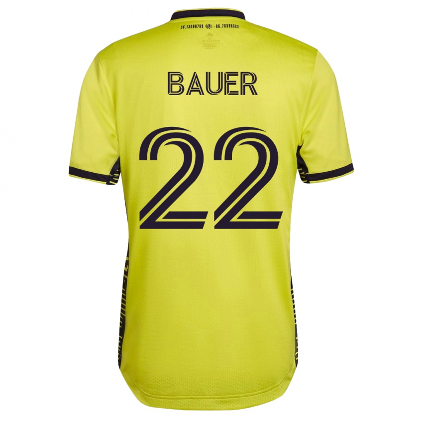 Herren Josh Bauer #22 Gelb Heimtrikot Trikot 2023/24 T-Shirt Schweiz