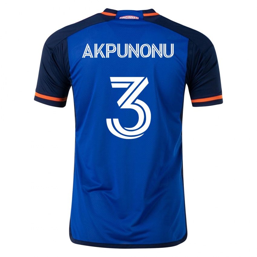 Homme Maillot Joey Akpunonu #3 Bleu Tenues Domicile 2023/24 T-Shirt Suisse