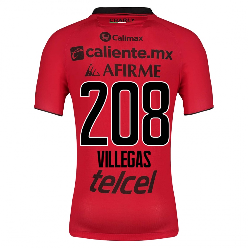 Homme Maillot Óscar Villegas #208 Rouge Tenues Domicile 2023/24 T-Shirt Suisse