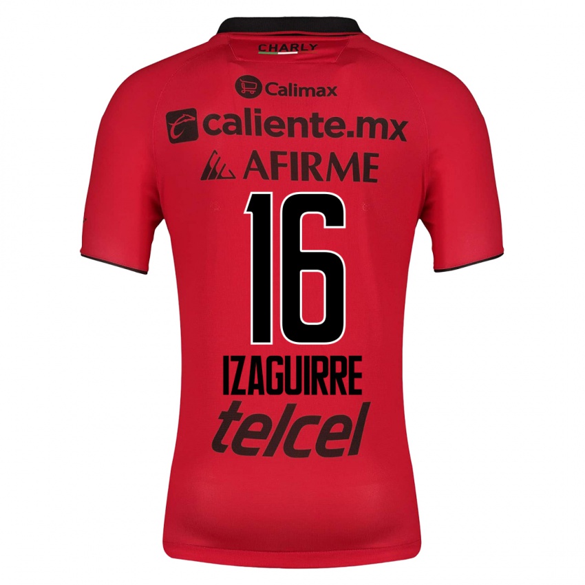 Homme Maillot Estefanía Izaguirre #16 Rouge Tenues Domicile 2023/24 T-Shirt Suisse