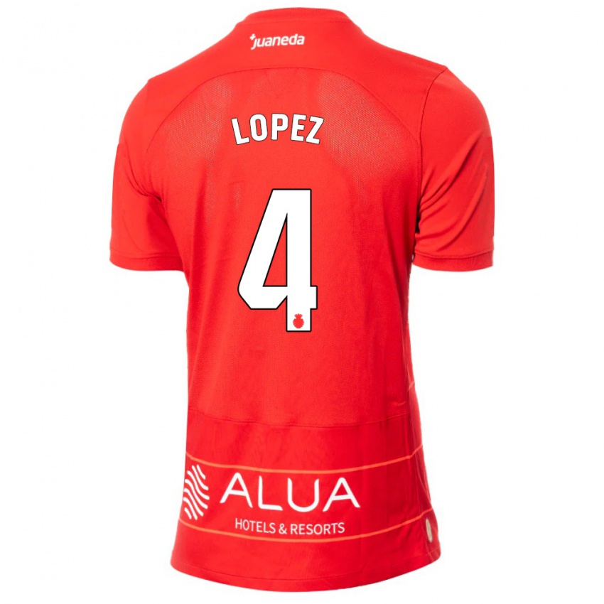 Herren David López #4 Rot Heimtrikot Trikot 2023/24 T-Shirt Schweiz