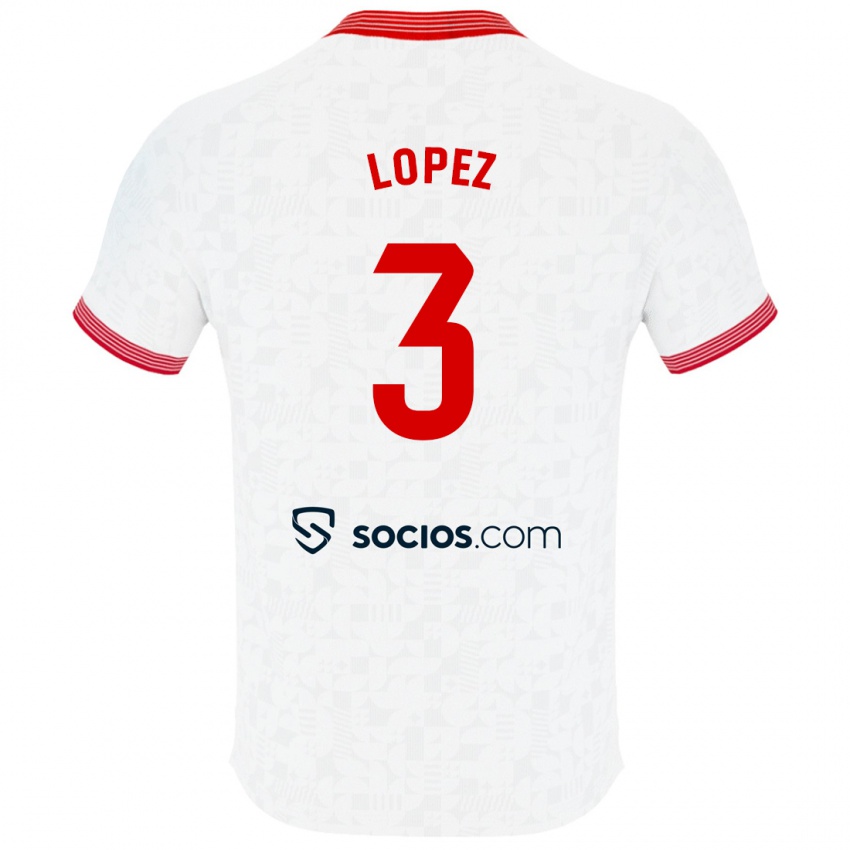 Homme Maillot David López #3 Blanc Tenues Domicile 2023/24 T-Shirt Suisse