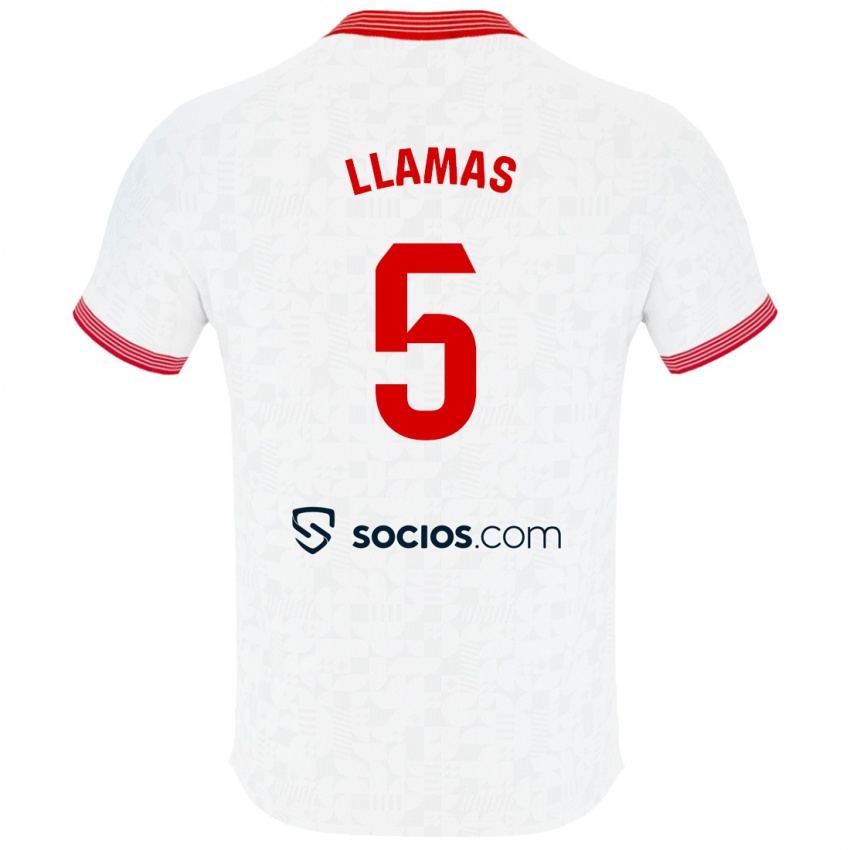 Homme Maillot Eva Llamas Hernández #5 Blanc Tenues Domicile 2023/24 T-Shirt Suisse
