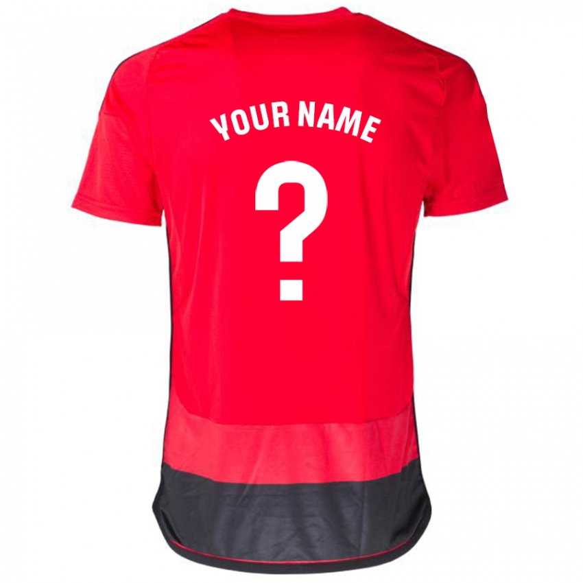 Homme Maillot Votre Nom #0 Rouge Noir Tenues Domicile 2023/24 T-Shirt Suisse