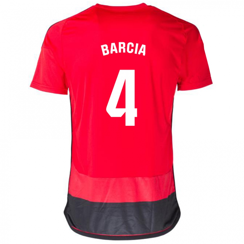 Herren Sergio Barcia #4 Rot Schwarz Heimtrikot Trikot 2023/24 T-Shirt Schweiz