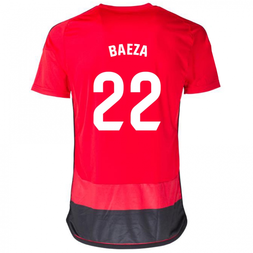 Homme Maillot Miguel Baeza #22 Rouge Noir Tenues Domicile 2023/24 T-Shirt Suisse