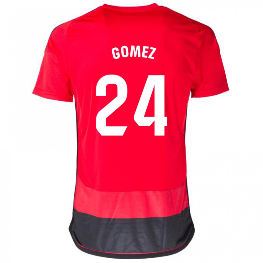 Homme Maillot Jonathan Gómez #24 Rouge Noir Tenues Domicile 2023/24 T-Shirt Suisse