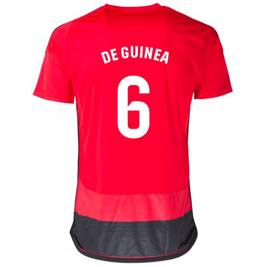 Homme Maillot Asier Ortiz De Guinea #6 Rouge Noir Tenues Domicile 2023/24 T-Shirt Suisse