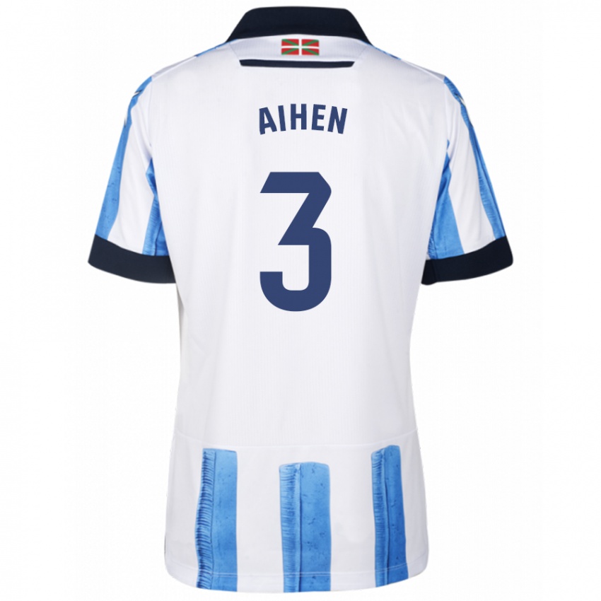 Homme Maillot Aihen Munoz #3 Bleu Blanc Tenues Domicile 2023/24 T-Shirt Suisse