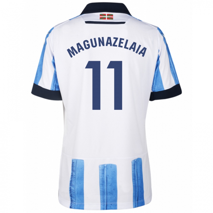 Homme Maillot Jon Magunazelaia #11 Bleu Blanc Tenues Domicile 2023/24 T-Shirt Suisse