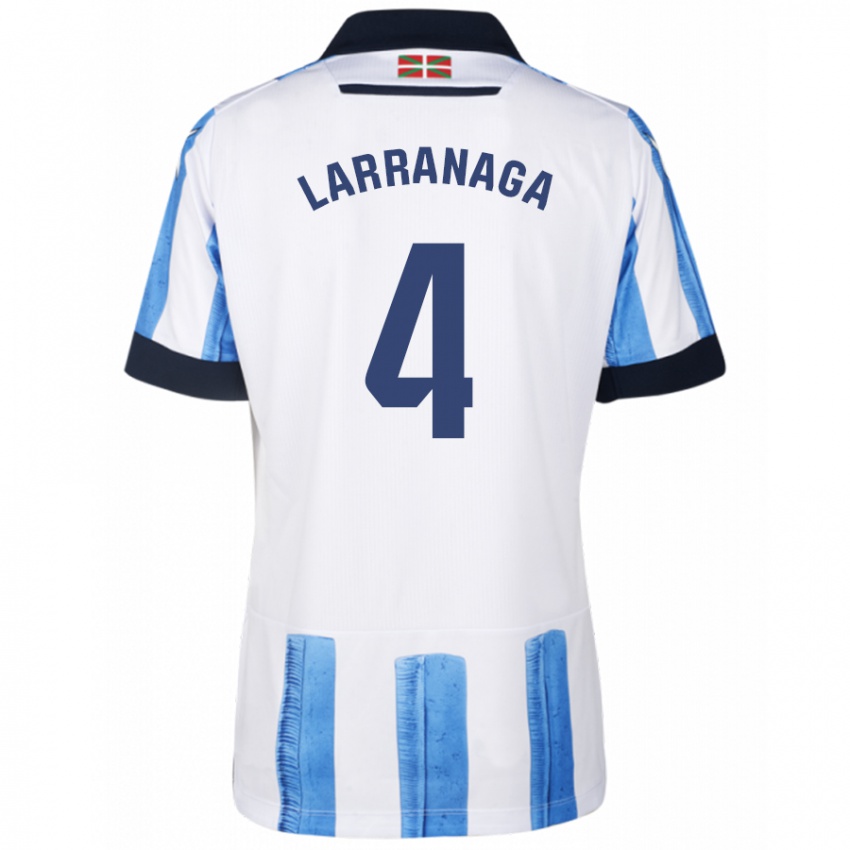 Homme Maillot Aitor Larrañaga #4 Bleu Blanc Tenues Domicile 2023/24 T-Shirt Suisse