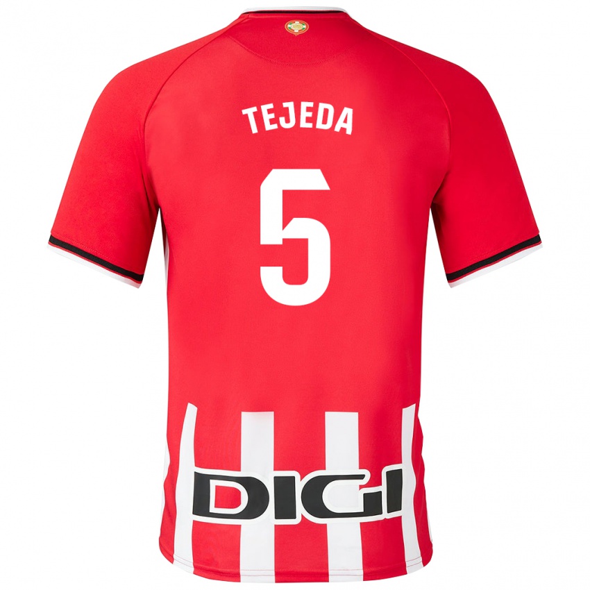 Homme Maillot Diego Tejeda #5 Rouge Tenues Domicile 2023/24 T-Shirt Suisse