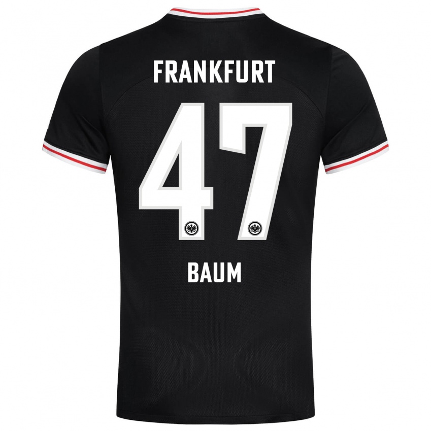 Herren Elias Baum #47 Schwarz Auswärtstrikot Trikot 2023/24 T-Shirt Schweiz