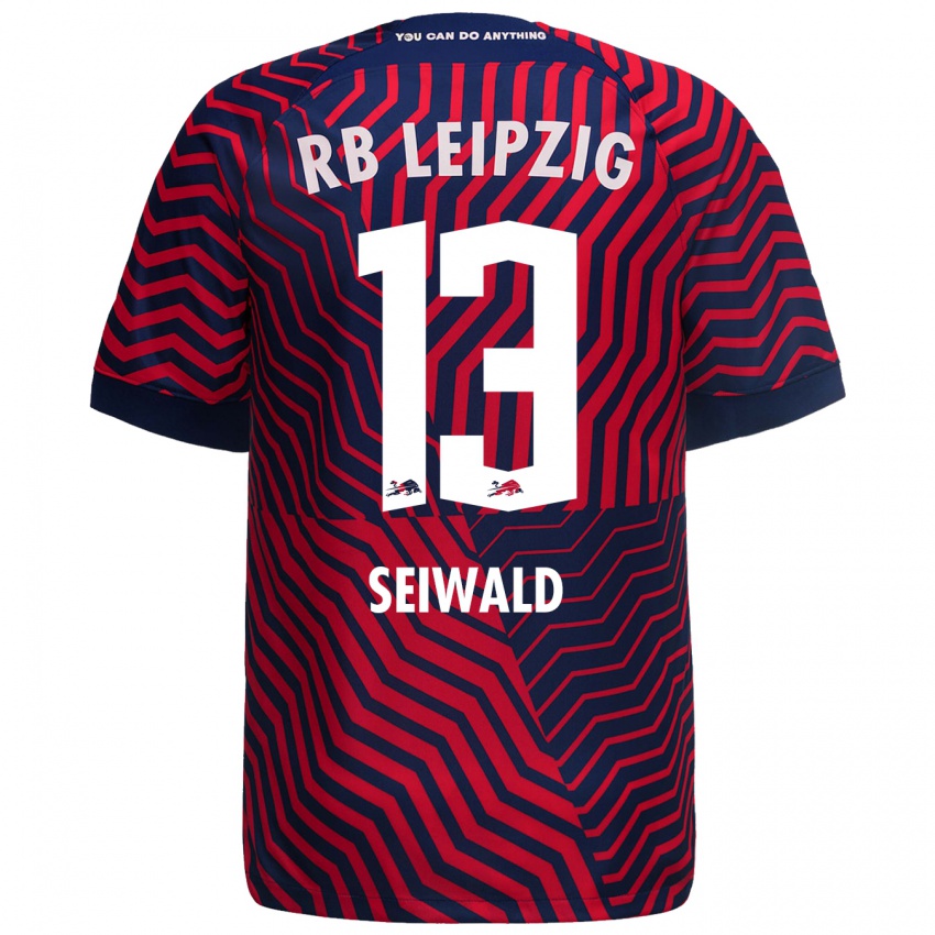 Herren Nicolas Seiwald #13 Blau Rot Auswärtstrikot Trikot 2023/24 T-Shirt Schweiz