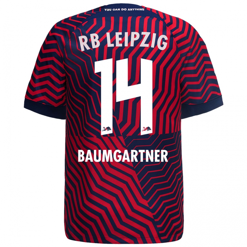 Herren Christoph Baumgartner #14 Blau Rot Auswärtstrikot Trikot 2023/24 T-Shirt Schweiz