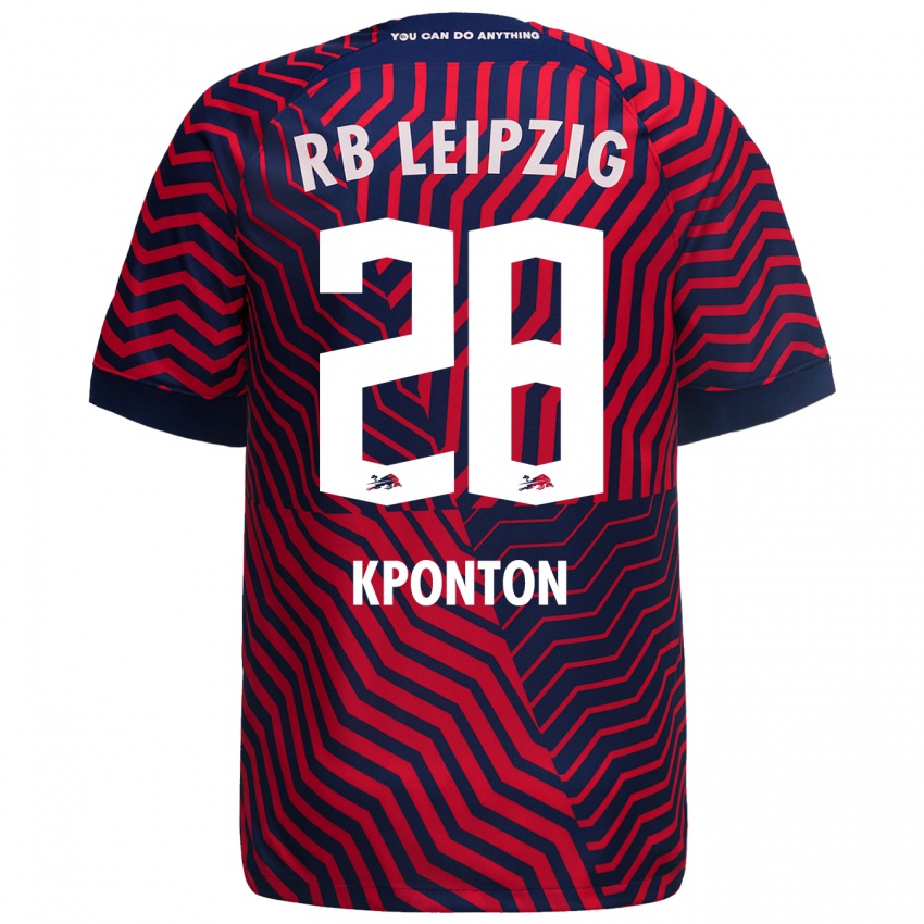 Herren Marwan Kponton #28 Blau Rot Auswärtstrikot Trikot 2023/24 T-Shirt Schweiz