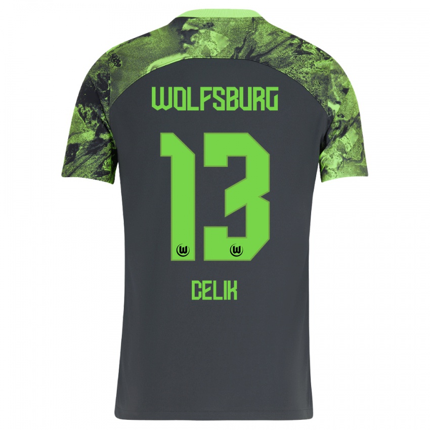 Herren Dennis Celik #13 Dunkelgrau Auswärtstrikot Trikot 2023/24 T-Shirt Schweiz