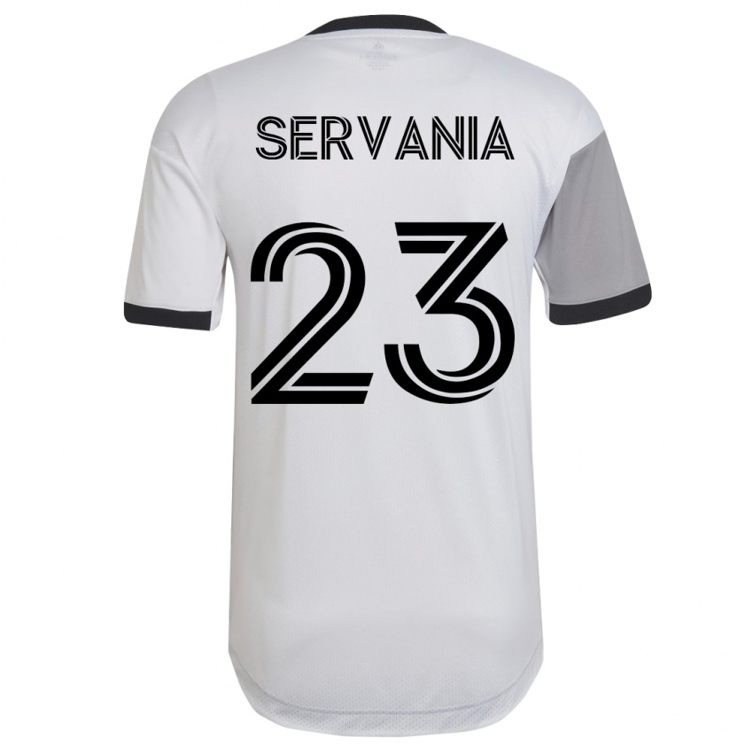 Homme Maillot Brandon Servania #23 Blanc Tenues Extérieur 2023/24 T-Shirt Suisse