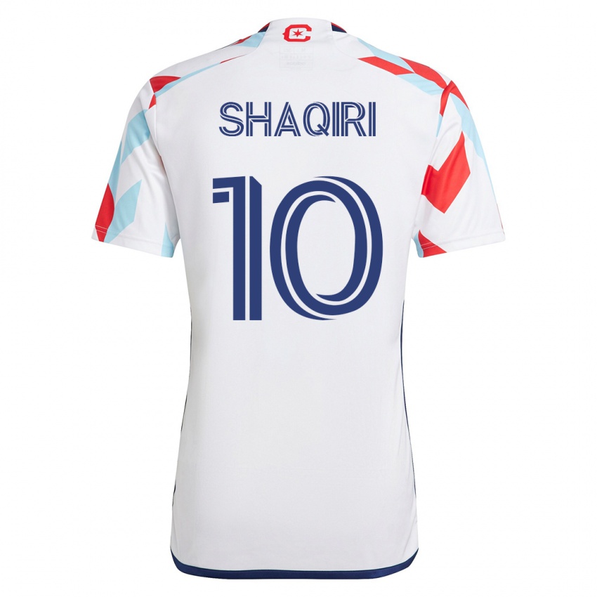 Homme Maillot Xherdan Shaqiri #10 Blanc Bleu Tenues Extérieur 2023/24 T-Shirt Suisse