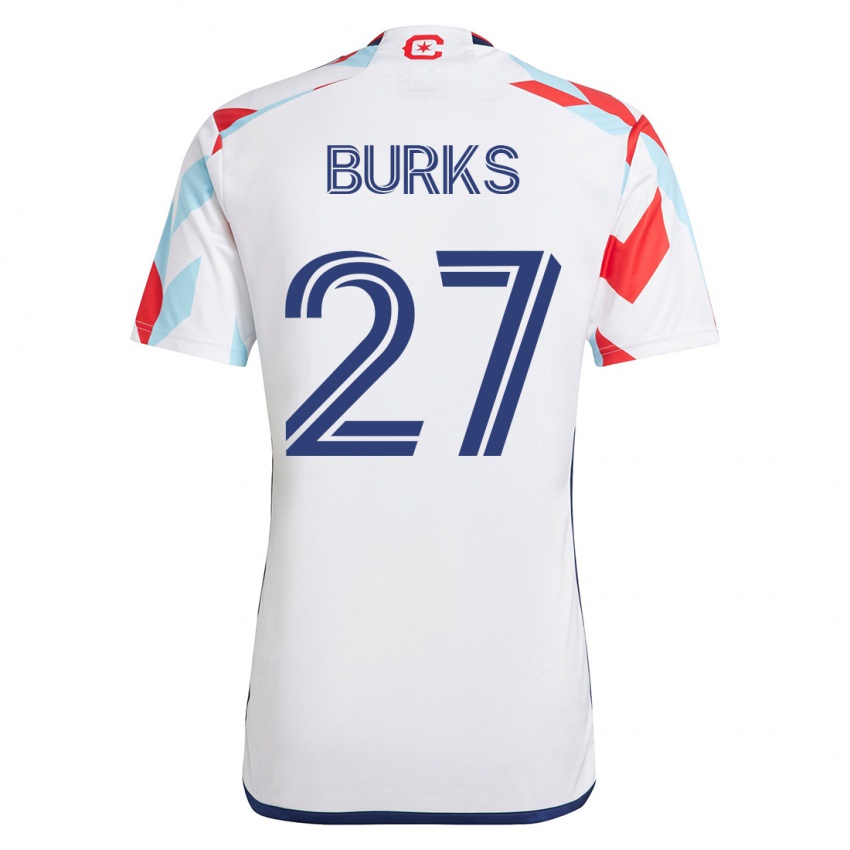 Homme Maillot Kendall Burks #27 Blanc Bleu Tenues Extérieur 2023/24 T-Shirt Suisse