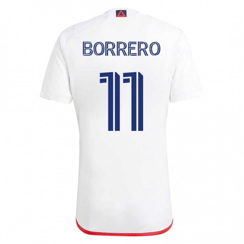 Homme Maillot Dylan Borrero #11 Blanc Rouge Tenues Extérieur 2023/24 T-Shirt Suisse