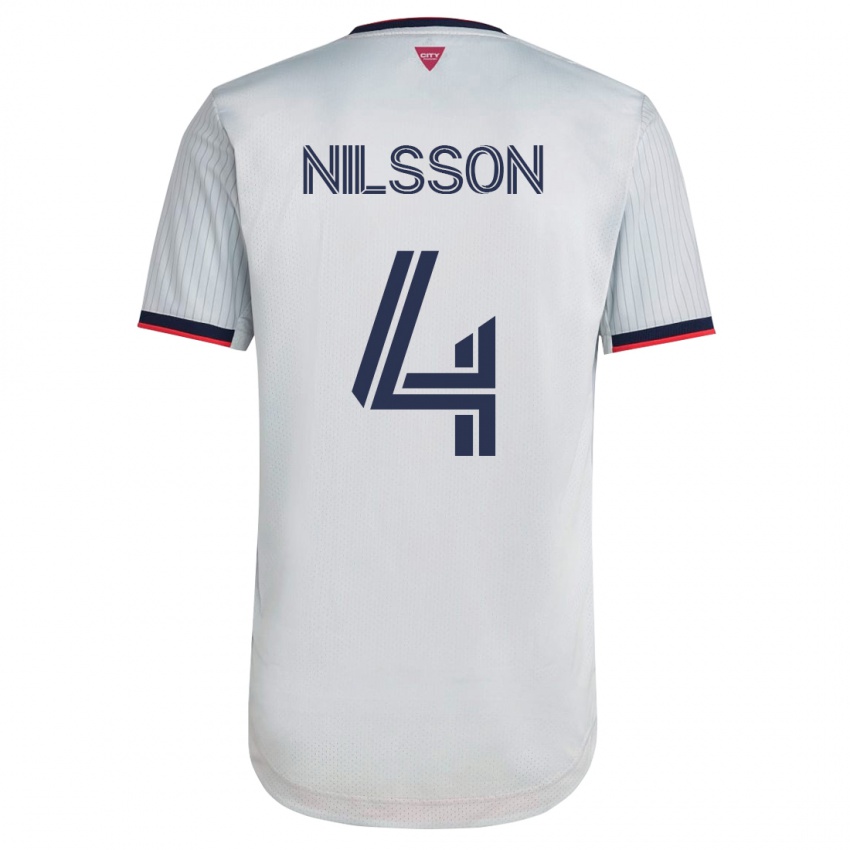 Homme Maillot Joakim Nilsson #4 Blanc Tenues Extérieur 2023/24 T-Shirt Suisse