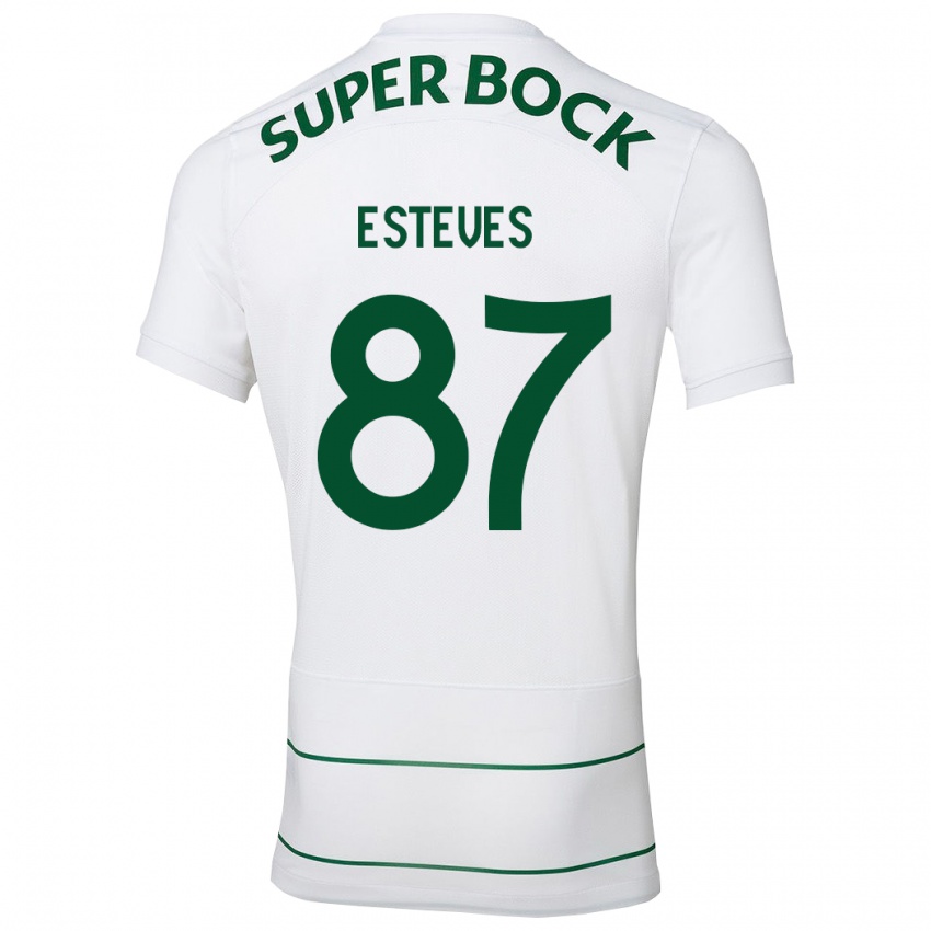 Homme Maillot Goncalo Esteves #87 Blanc Tenues Extérieur 2023/24 T-Shirt Suisse