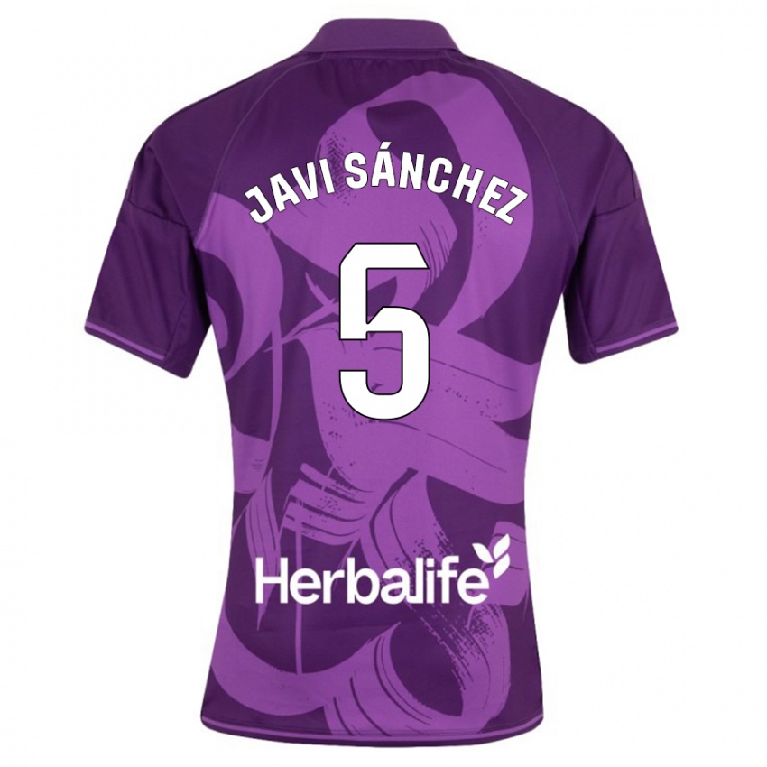 Homme Maillot Javi Sánchez #5 Violet Tenues Extérieur 2023/24 T-Shirt Suisse