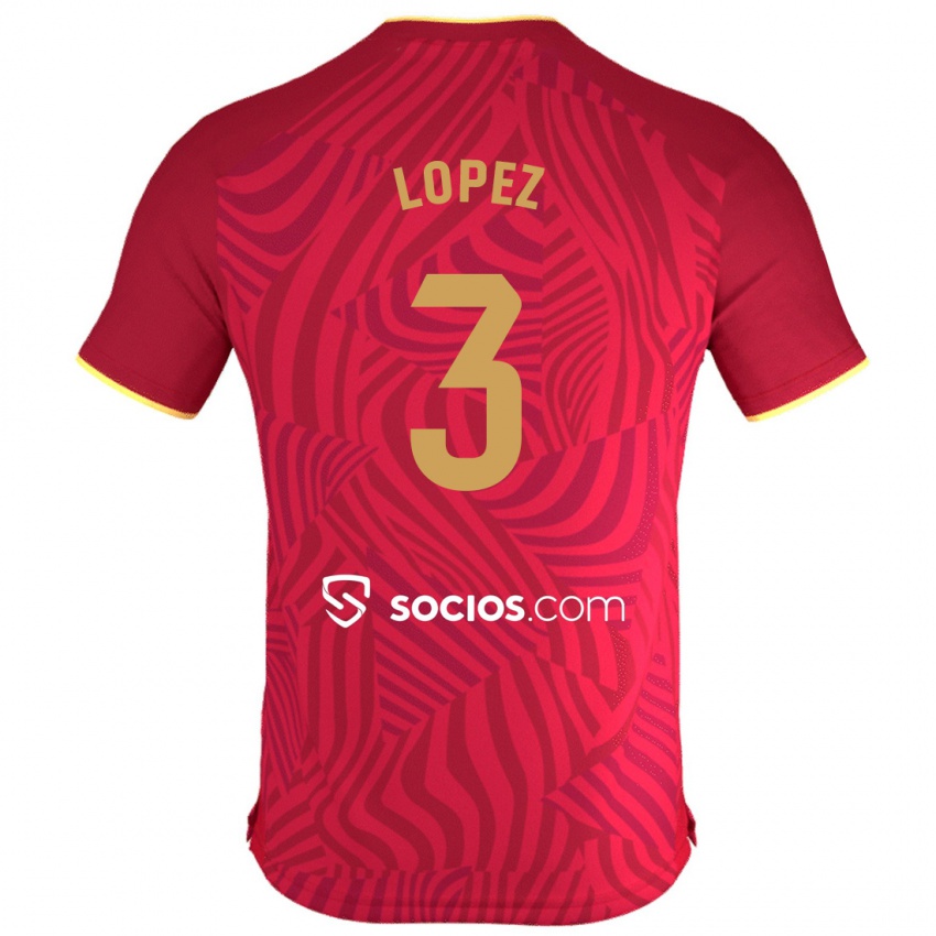 Homme Maillot David López #3 Rouge Tenues Extérieur 2023/24 T-Shirt Suisse
