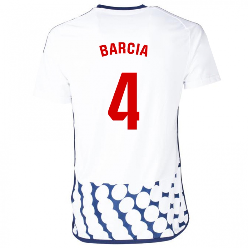 Homme Maillot Sergio Barcia #4 Blanc Tenues Extérieur 2023/24 T-Shirt Suisse