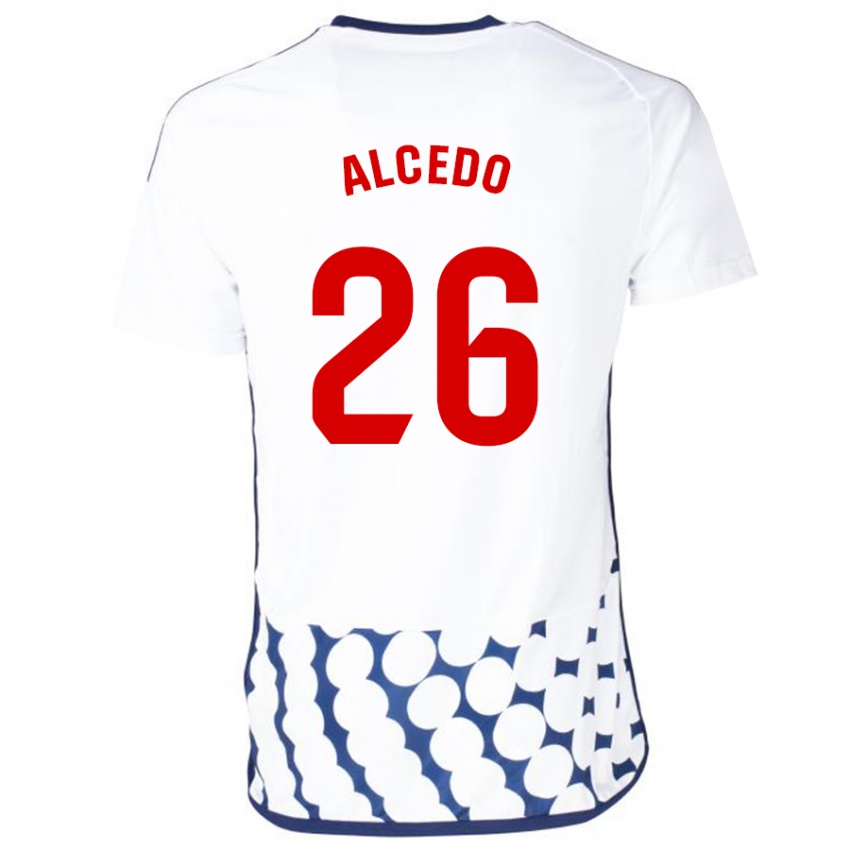 Homme Maillot Juan María Alcedo #26 Blanc Tenues Extérieur 2023/24 T-Shirt Suisse