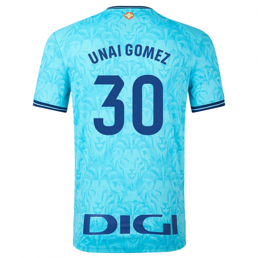 Homme Maillot Unai Gómez #30 Bleu Ciel Tenues Extérieur 2023/24 T-Shirt Suisse