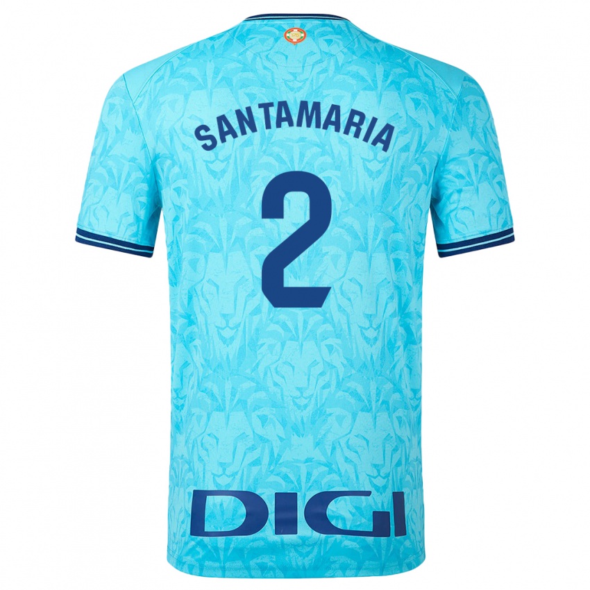 Homme Maillot Unai Santamaría #2 Bleu Ciel Tenues Extérieur 2023/24 T-Shirt Suisse