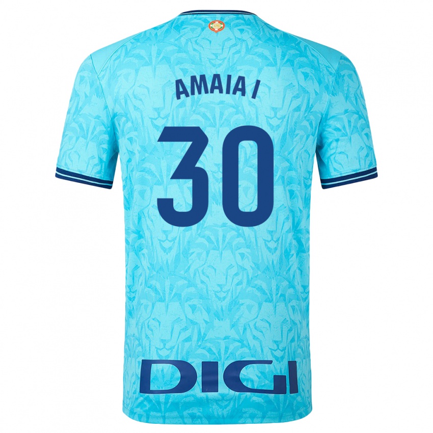 Homme Maillot Amaia Iribarren Arteta #30 Bleu Ciel Tenues Extérieur 2023/24 T-Shirt Suisse