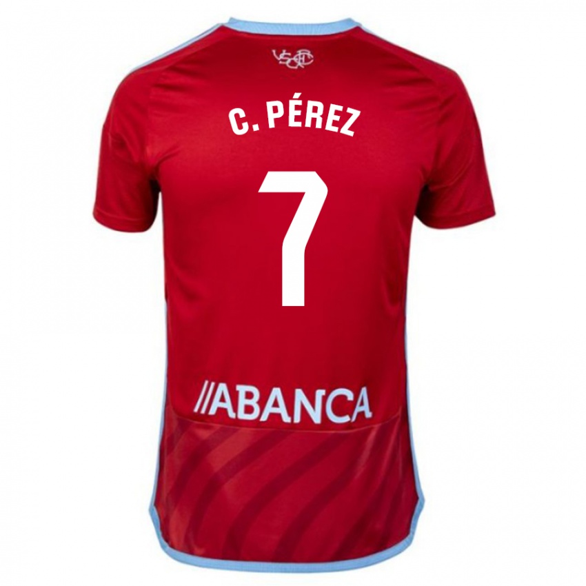 Herren Carles Pérez #7 Rot Auswärtstrikot Trikot 2023/24 T-Shirt Schweiz