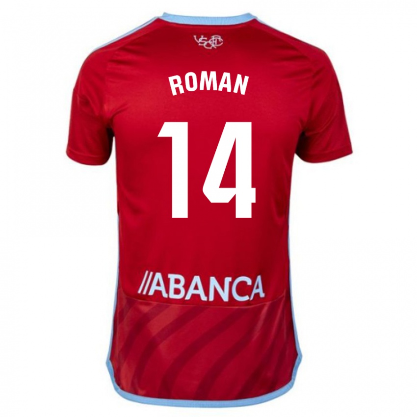 Homme Maillot Miguel Román #14 Rouge Tenues Extérieur 2023/24 T-Shirt Suisse