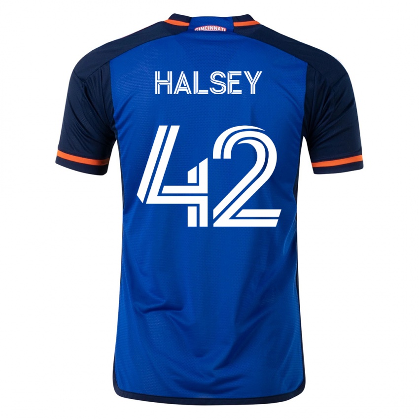Femme Maillot Bret Halsey #42 Bleu Tenues Domicile 2023/24 T-Shirt Suisse