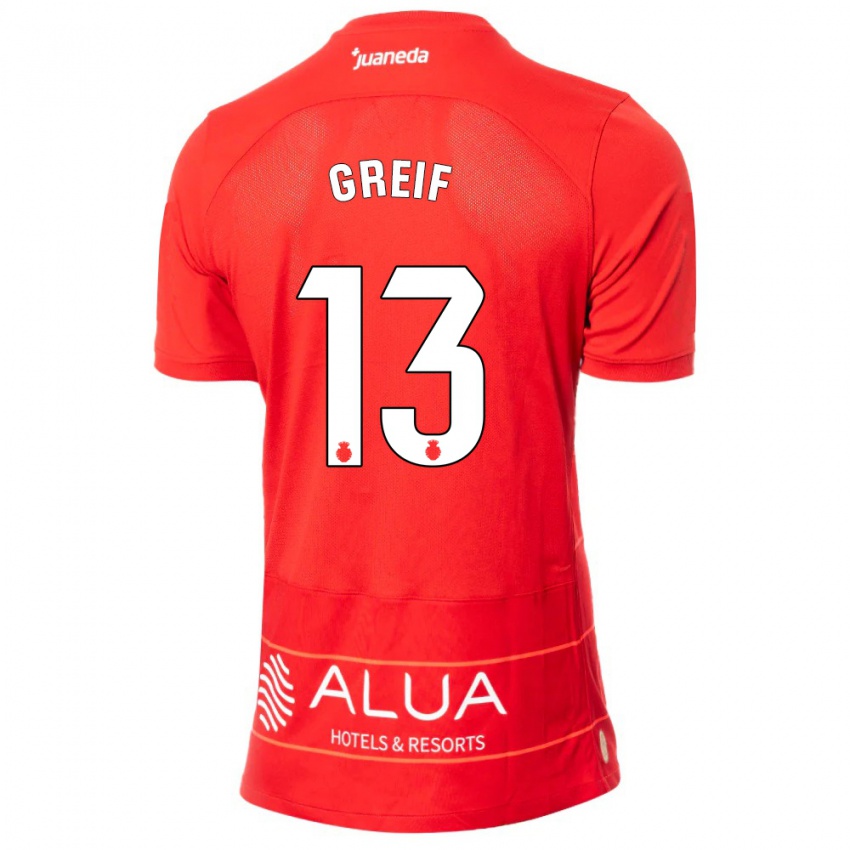 Damen Dominik Greif #13 Rot Heimtrikot Trikot 2023/24 T-Shirt Schweiz