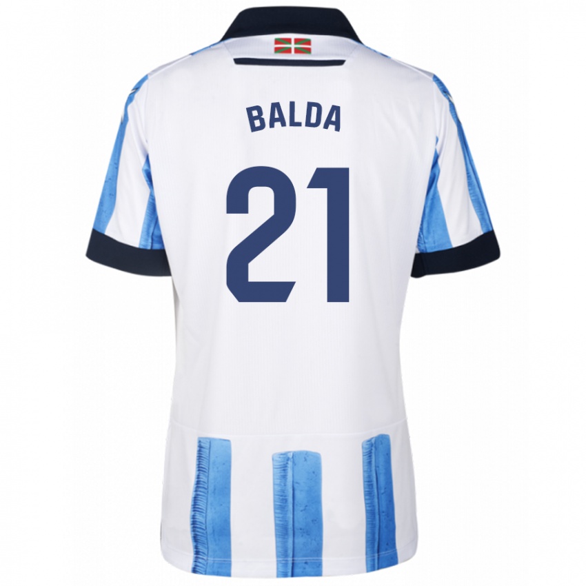 Femme Maillot Jon Balda #21 Bleu Blanc Tenues Domicile 2023/24 T-Shirt Suisse