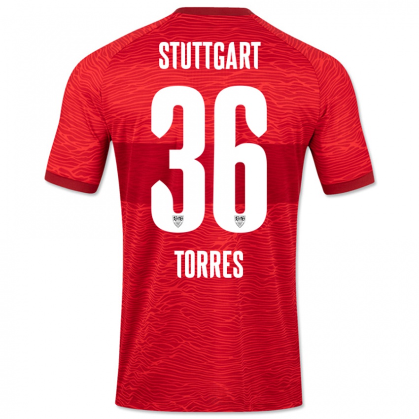 Femme Maillot Yohann Torres #36 Rouge Tenues Extérieur 2023/24 T-Shirt Suisse