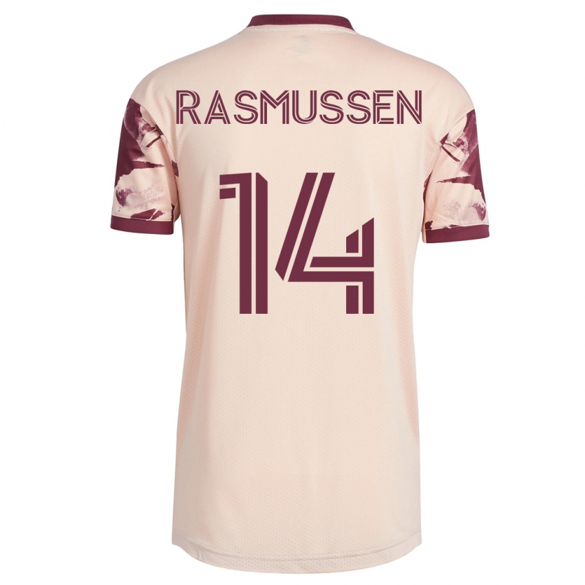 Damen Justin Rasmussen #14 Cremefarben Auswärtstrikot Trikot 2023/24 T-Shirt Schweiz