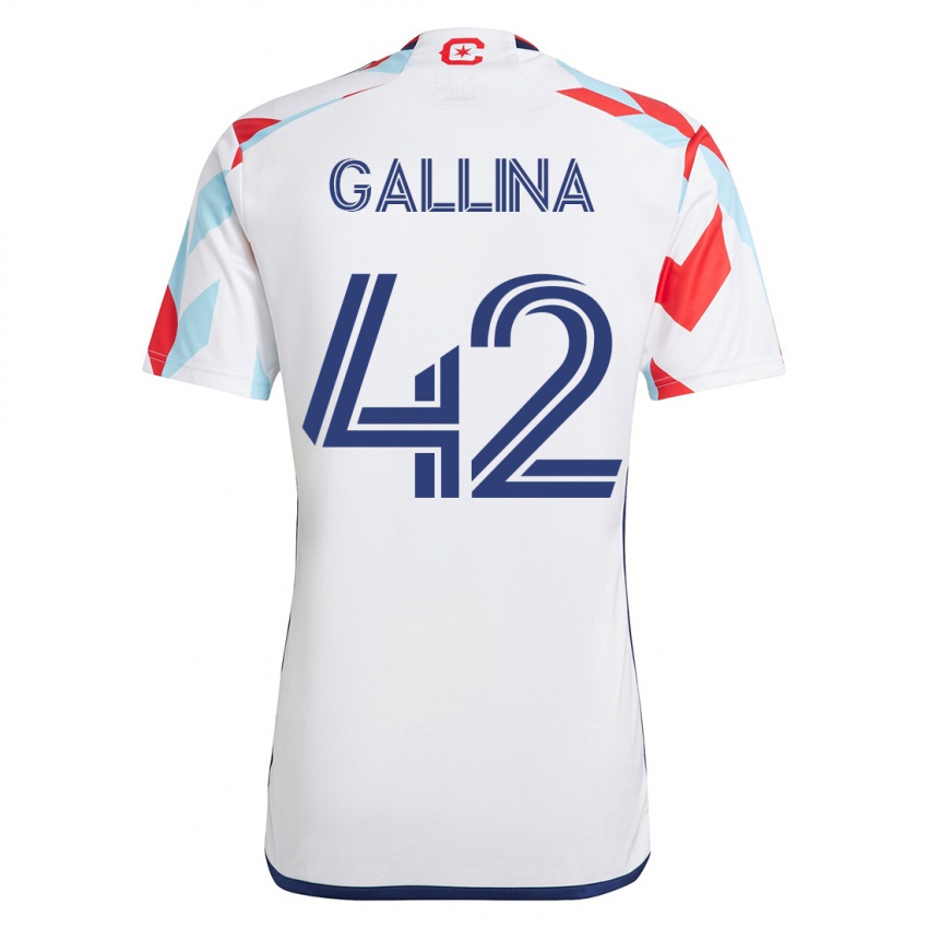 Femme Maillot Henrique Gallina #42 Blanc Bleu Tenues Extérieur 2023/24 T-Shirt Suisse