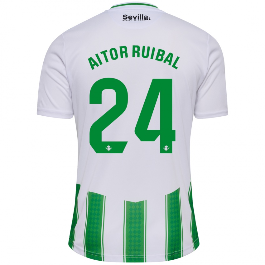 Enfant Maillot Aitor Ruibal #24 Blanc Tenues Domicile 2023/24 T-Shirt Suisse