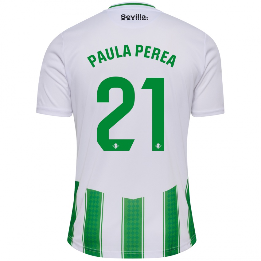 Enfant Maillot Paula Perea Ramírez #21 Blanc Tenues Domicile 2023/24 T-Shirt Suisse