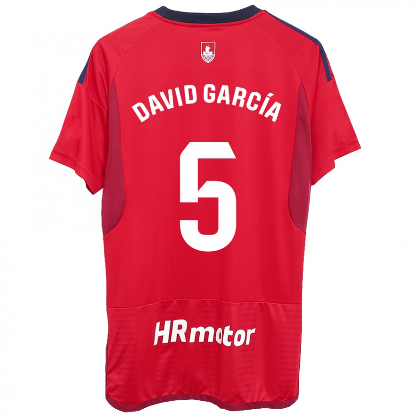 Enfant Maillot David García #5 Rouge Tenues Domicile 2023/24 T-Shirt Suisse