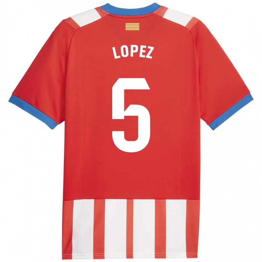 Enfant Maillot David López #5 Rouge Blanc Tenues Domicile 2023/24 T-Shirt Suisse