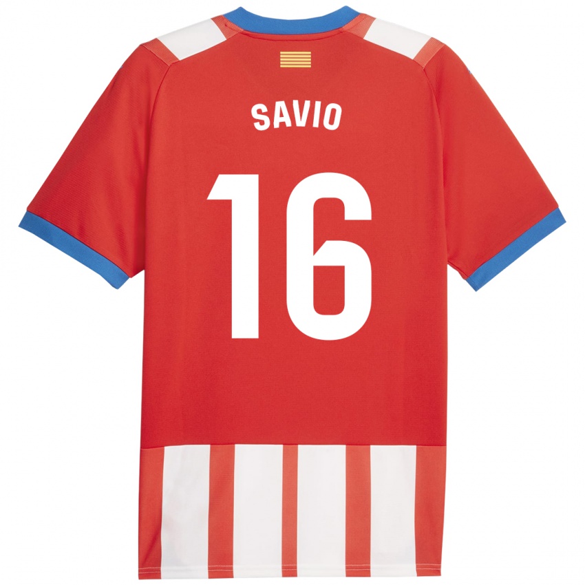 Enfant Maillot Sávio #16 Rouge Blanc Tenues Domicile 2023/24 T-Shirt Suisse