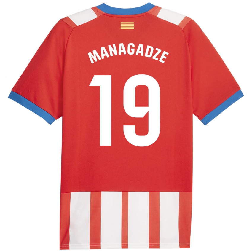 Enfant Maillot Luka Managadze #19 Rouge Blanc Tenues Domicile 2023/24 T-Shirt Suisse