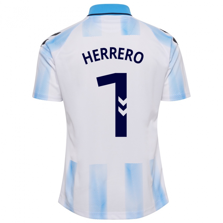 Enfant Maillot Alfonso Herrero #1 Blanc Bleu Tenues Domicile 2023/24 T-Shirt Suisse